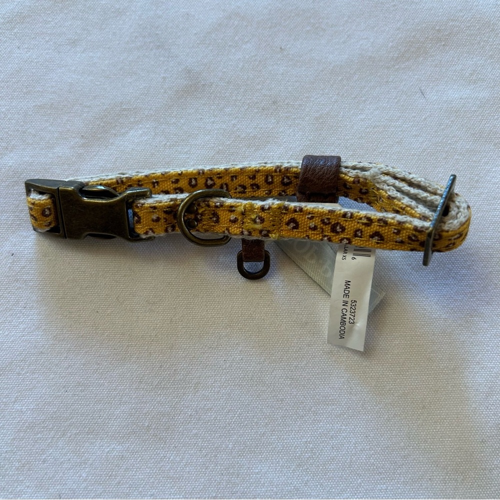 XS Yellow Cheetah Dog Collar
